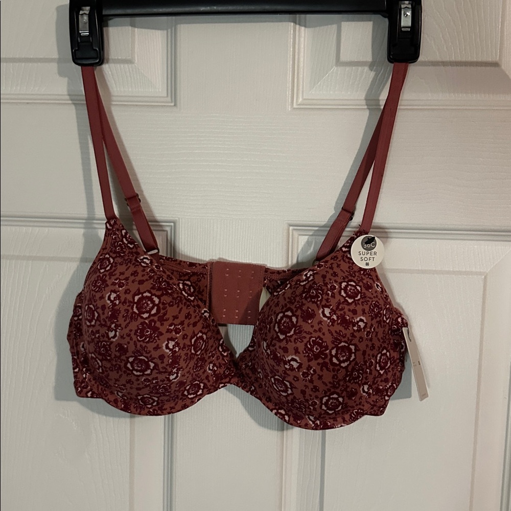 Lucky Brand Floral Lace Bra in Rich Maroon/ New